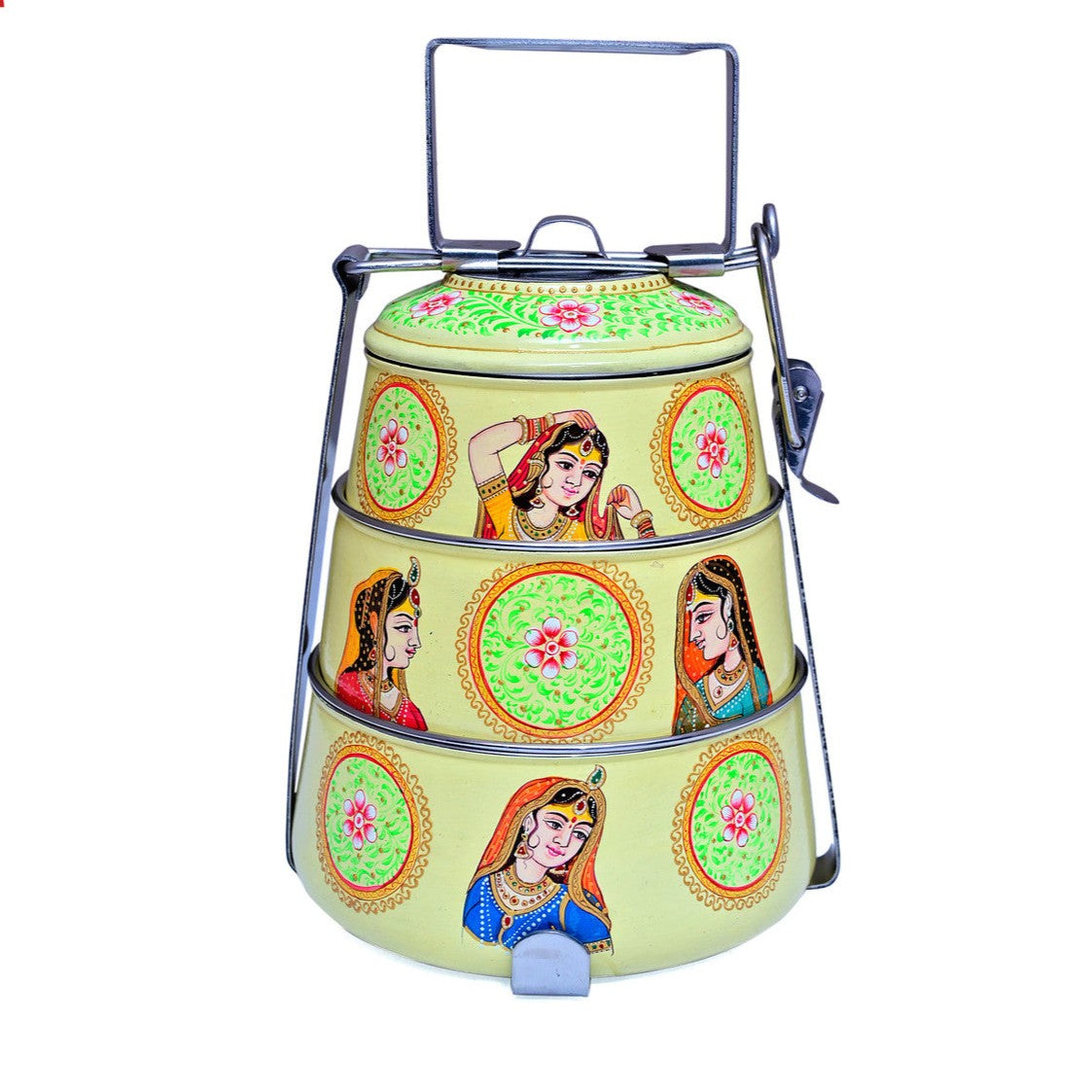 Hand-Painted 3-Tier Stainless Steel Lunch Box – princess Design Eco-Friendly & Artistic Food Carrier